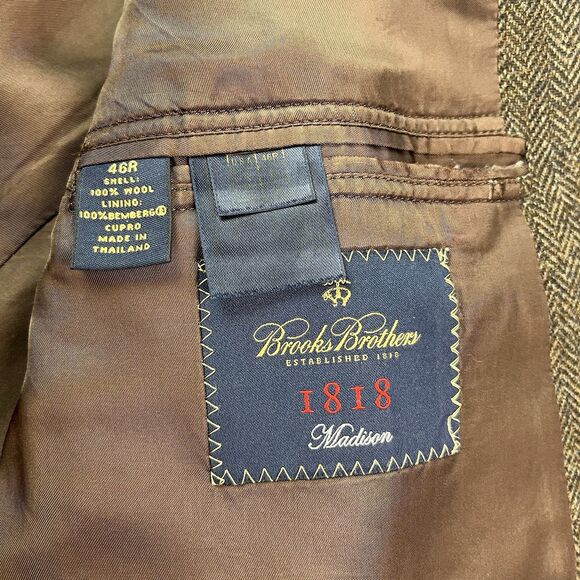 Brooks Brothers 1818 Madison Wool Tweed Blazer 46R Sport Coat Classic Preppy Vtg - Picture 8 of 16
